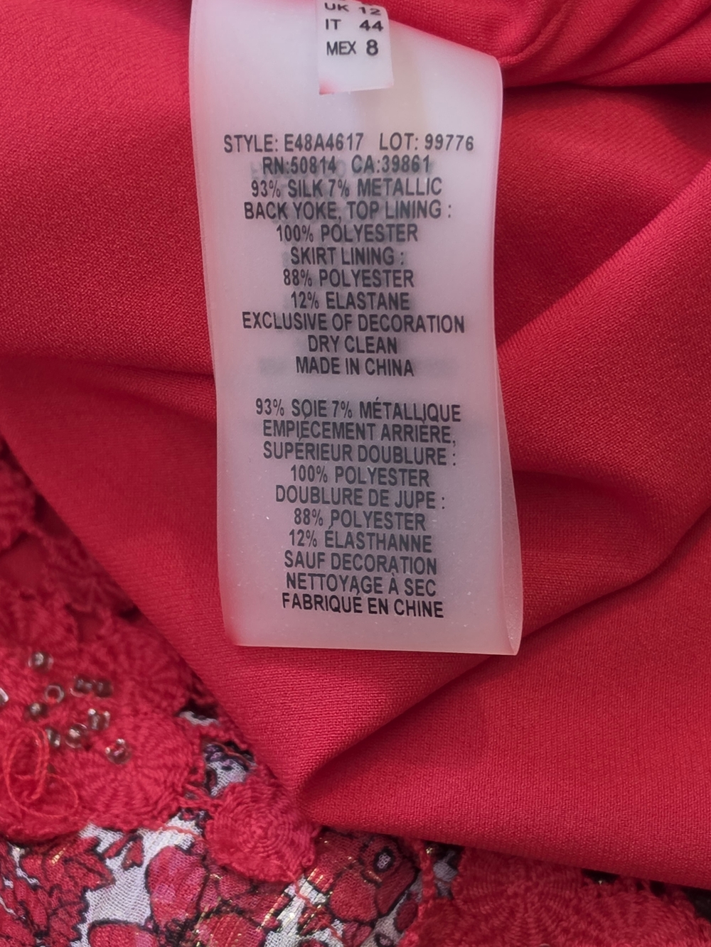 Elie Tahari Redwood McKenna Silk  Midi Dress Womens 8 Red Floral Boho Tassels - Picture 15 of 15